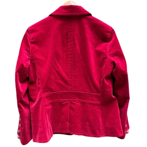 Talbots Velvet Petite Blazer Jacket Women’s 8P Red Wine Military Pea Coat Button - Picture 3 of 16
